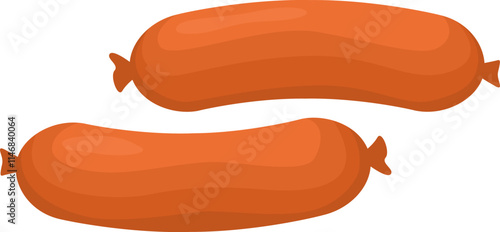 Two sausages resting on a clean white background, showcasing their delicious and appetizing appearance, ready for any meal occasion. Perfect for lunch, dinner, or breakfast