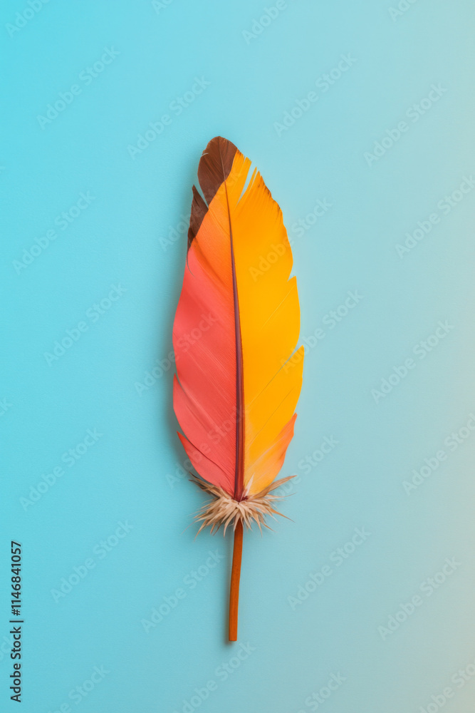 Nation indigenous peoples day concept, Colorful feather on minimslist color background Nation indigenous peoples day concept, Colorful feather on minimslist color background