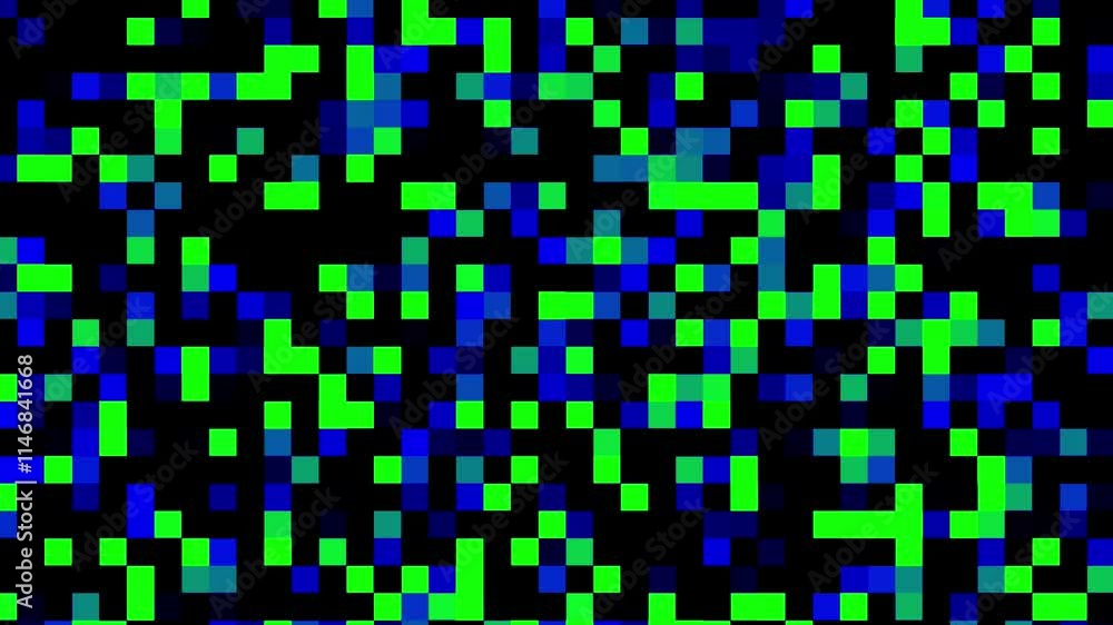 Abstract background with green and blue squares animation. Blue and green small squares move digital pattern Abstract background with green and blue squares animation. Blue and green small squares move digital pattern
