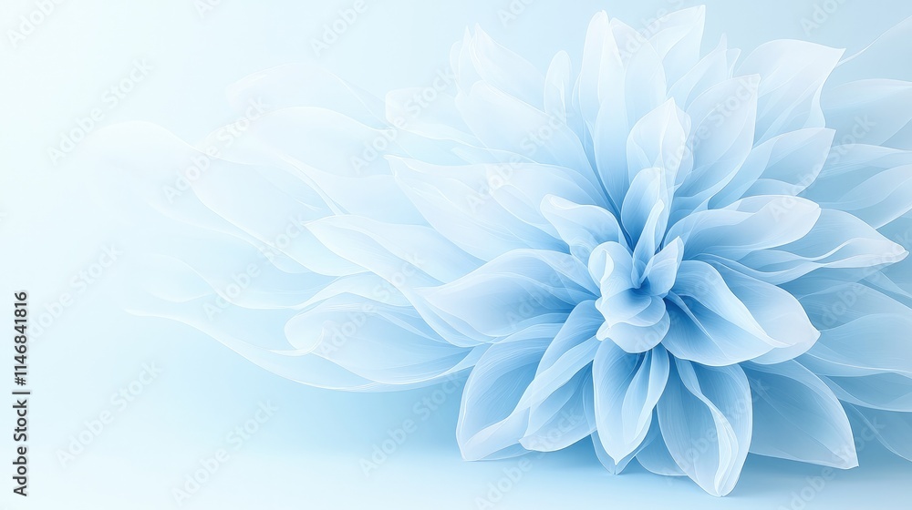 Obraz premium Elegant light blue abstract flower illustration on a soft gradient background.