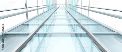 Modern Architectural Perspective of a Glass Building Interior, Showcasing the Unique Design Elements and Light-Infused Spaces in Urban Environments