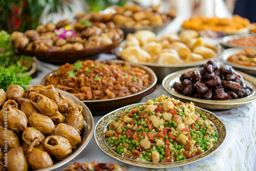 Generative AI Artwork of Traditional Ramadan Feast Featuring Diverse Cultural Dishes for Celebration Generative AI Artwork of Traditional Ramadan Feast Featuring Diverse Cultural Dishes for Celebration