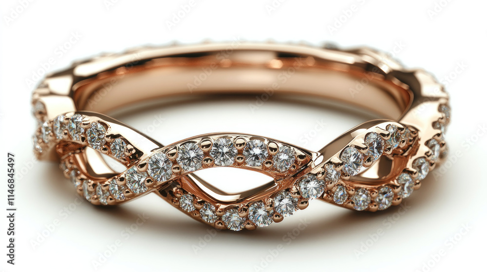 Rose gold intertwined diamond ring. Rose gold intertwined diamond ring.