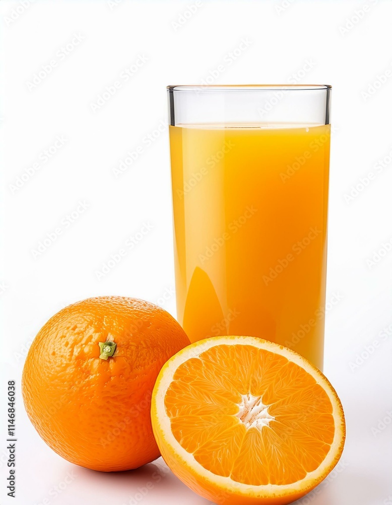 Glass of orange juice with fresh oranges. Glass of orange juice with fresh oranges.