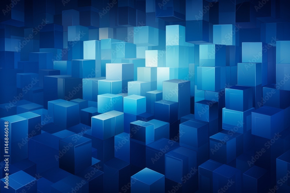 Illusionary cubes overlapping blue and white shapes creating a stunning 3d visual deception Illusionary cubes overlapping blue and white shapes creating a stunning 3d visual deception