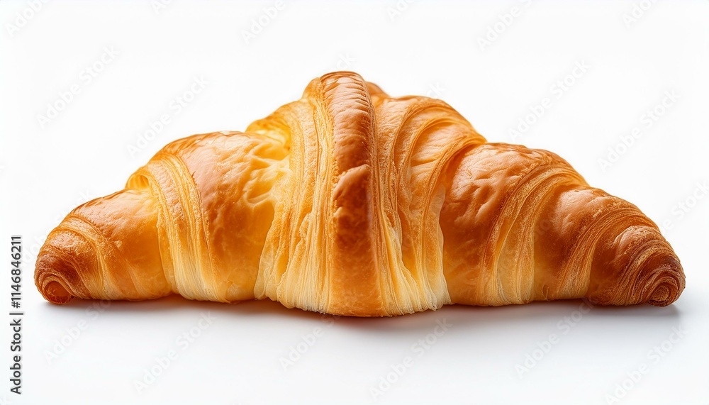 Golden-brown croissant, flaky layers. Golden-brown croissant, flaky layers.
