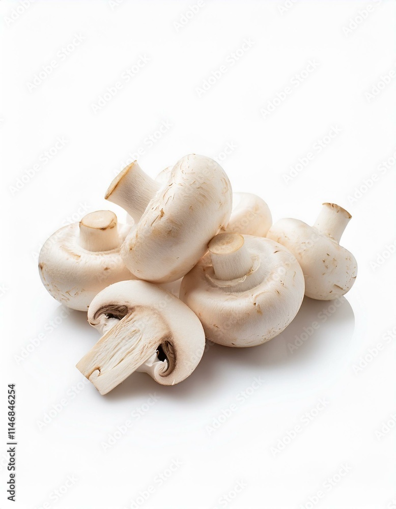 Close-up of fresh white button mushrooms. Close-up of fresh white button mushrooms.