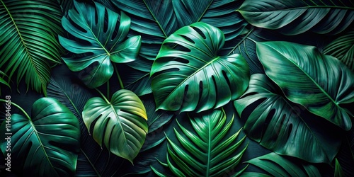 Wallpaper Mural A Lush Arrangement of Tropical Foliage, with Leaves of Varying Shapes and Textures, Creates a Stunning and Vibrant Display of Green Hues. Torontodigital.ca