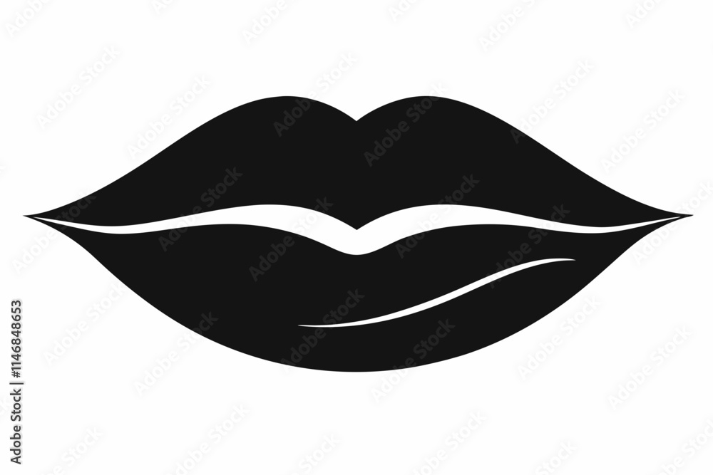 Valentines Kissing Lips Icon in Black Silhouette on White Background,14 February Valentines Day Kissing Vector Design Icon solated, symbol. Valentines Kissing Lips Icon in Black Silhouette on White Background,14 February Valentines Day Kissing Vector Design Icon solated, symbol.