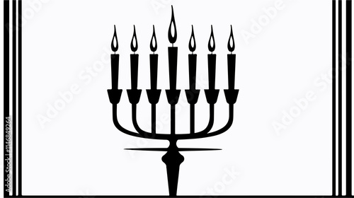 Hanukkah Menorah Black and White Vector Silhouette Illustration photo