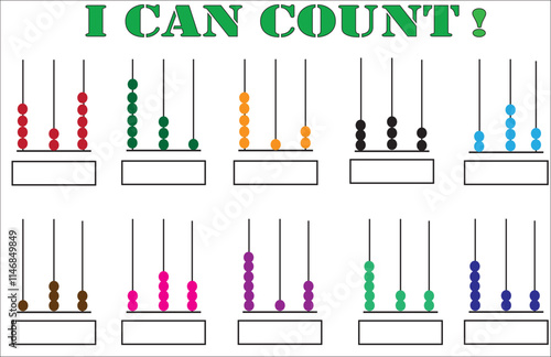 Kids activity of I can count numbers with abacus 