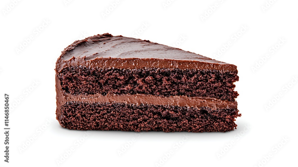Delicious Chocolate Fudge Cake Slice Isolated on White Background Delicious Chocolate Fudge Cake Slice Isolated on White Background