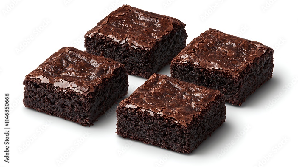 Delicious Chocolate Brownies Arranged on White Background Delicious Chocolate Brownies Arranged on White Background