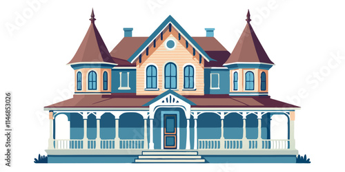 Elegant Victorian-Style House Vector Design