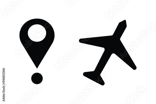 Aero plane and location icon
