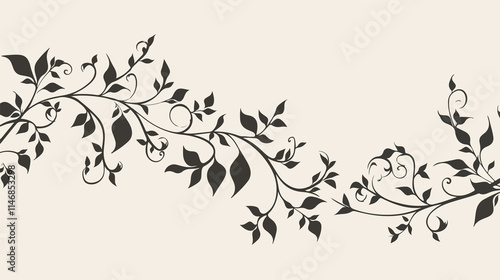 Elegant Floral Vines Border Vector Illustration