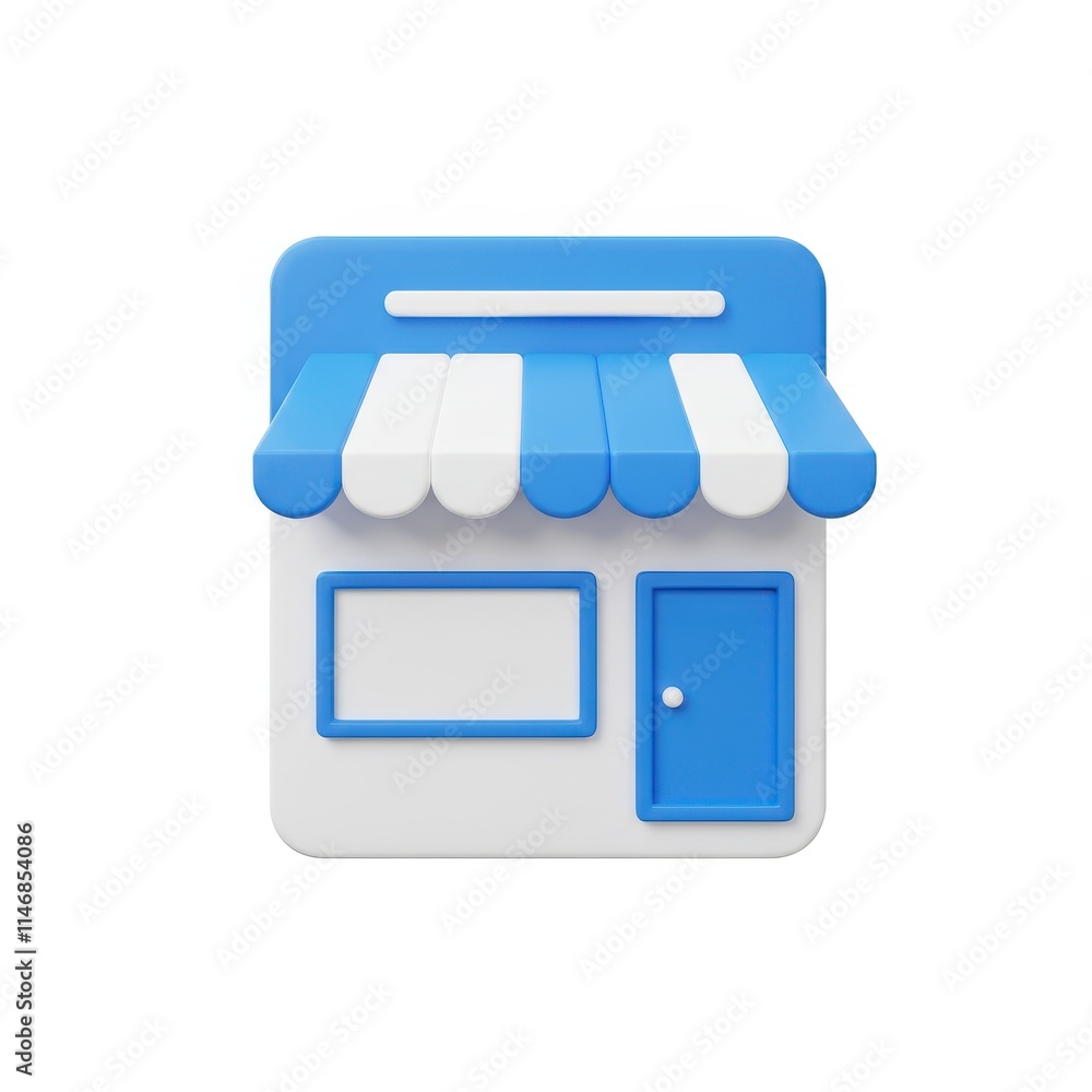 Small Business Store 3D icon isolated on white background Small Business Store 3D icon isolated on white background