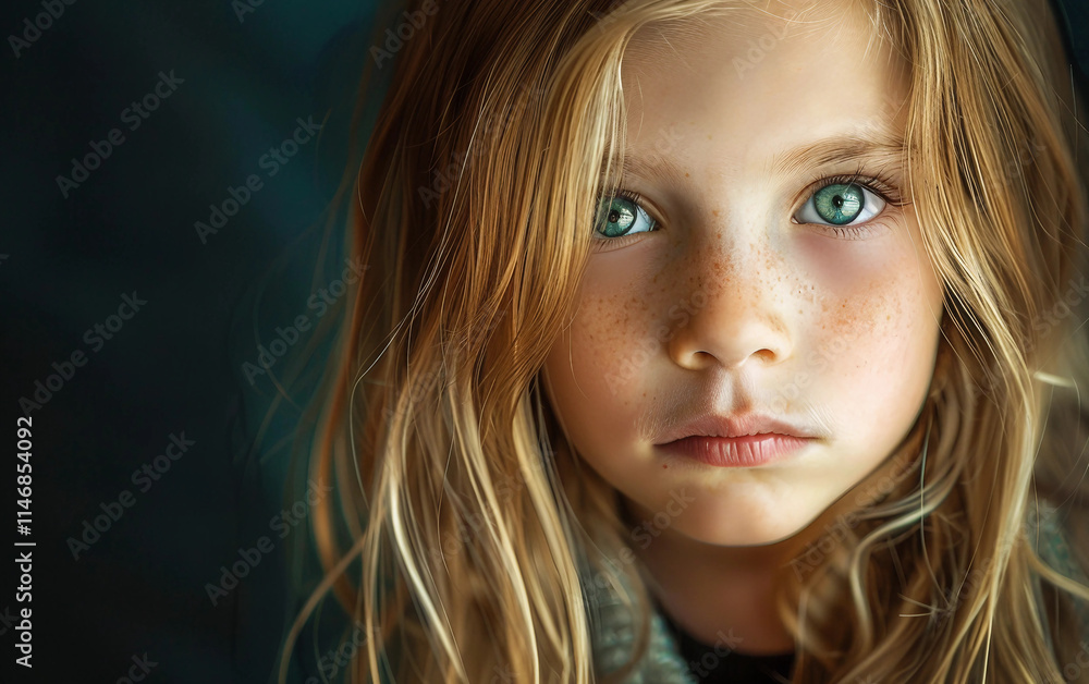 A close-up of a young boy with a calm, thoughtful expression on his face A close-up of a young boy with a calm, thoughtful expression on his face