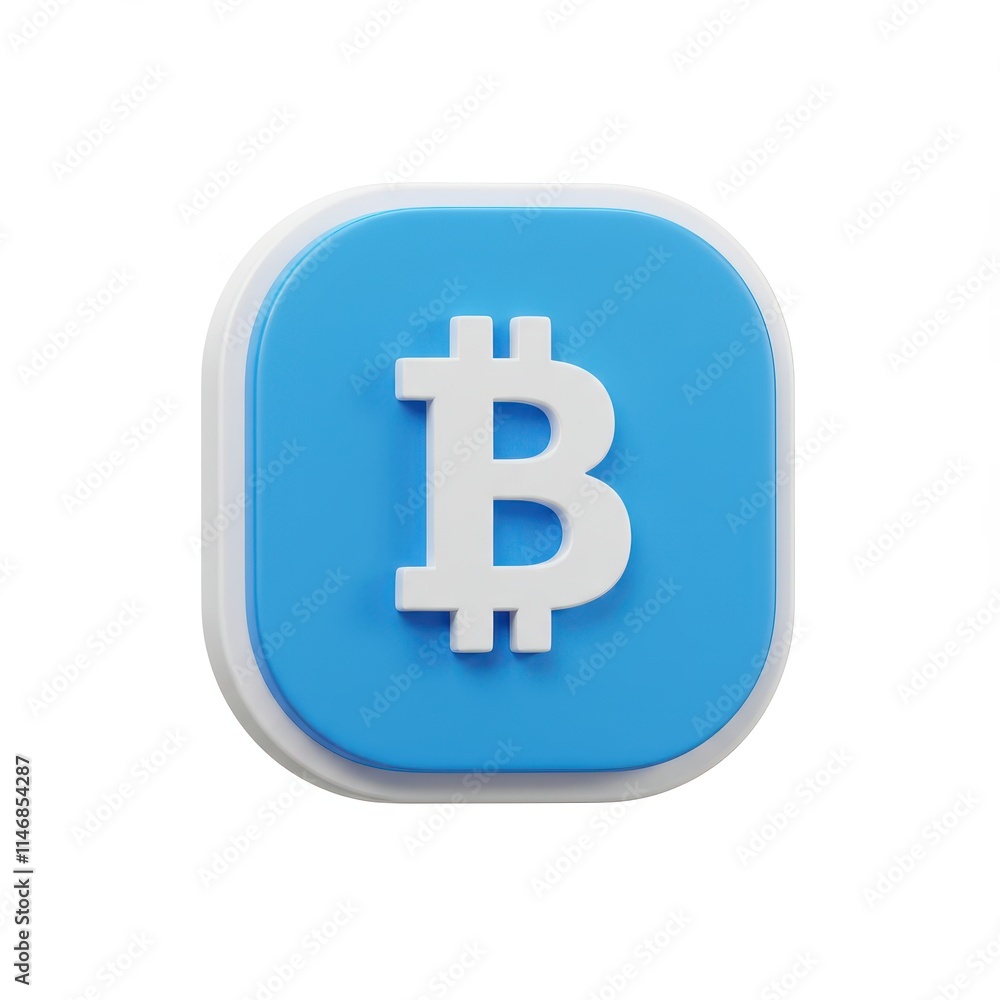 3D icon of bitcoin isolated on white background with a blue and white color scheme 3D icon of bitcoin isolated on white background with a blue and white color scheme