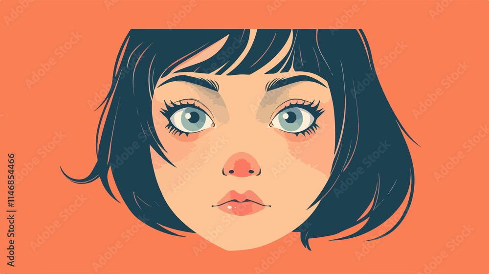 Embarrassed Cartoon Girl Flat Vector Illustration Embarrassed Cartoon Girl Flat Vector Illustration