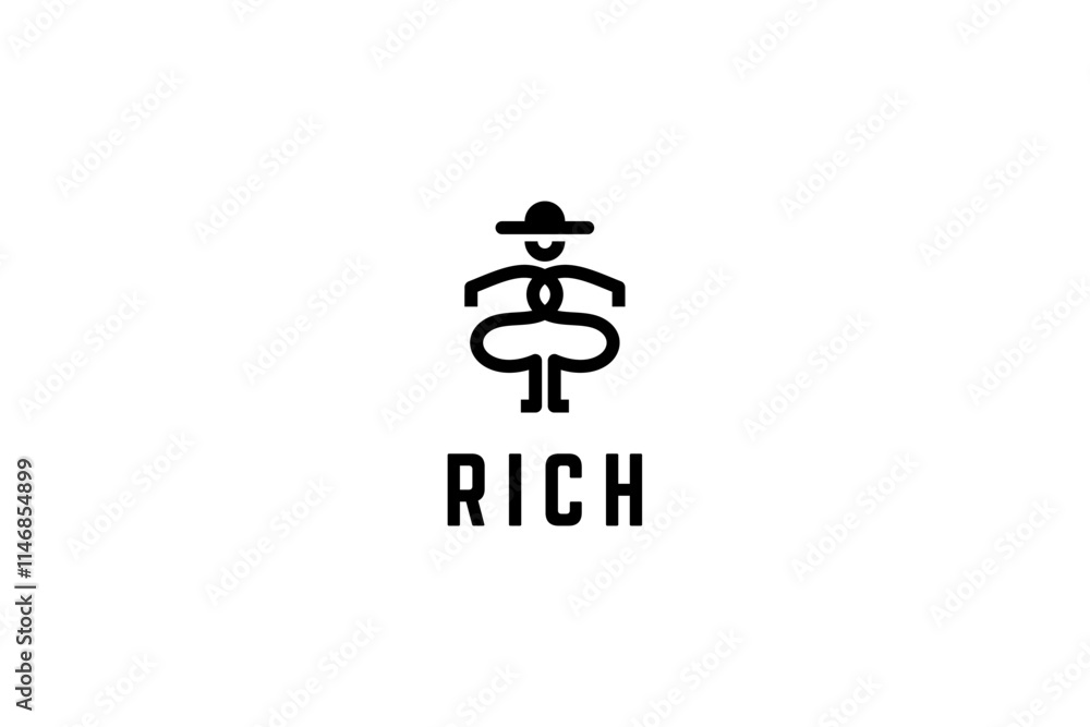 Template logo design solution with rich man who have big pockets Template logo design solution with rich man who have big pockets