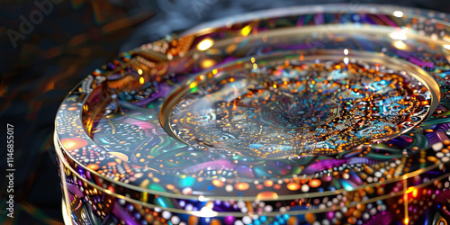 Wallpaper Mural Multi-Layered Circular Object with Intricate Design and Embedded Lights Torontodigital.ca