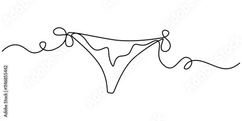 Bikini Bottom  Single Line Drawing with Editable Stroke, Bathing Suit Bikini Single Line Drawing with Editable Stroke, continuous line drawing vector illustration with FULLY EDITABLE STROKE of panties