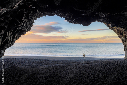 Halsanefshellir cave in Reynisfjara beach, iceland