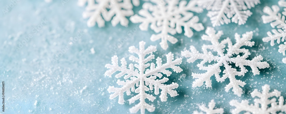 Snowflakes on Light Blue Background Snowflakes on Light Blue Background