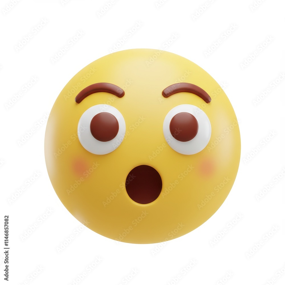 Fototapeta premium Surprised emoji sticker 3D Icon isolated on white background