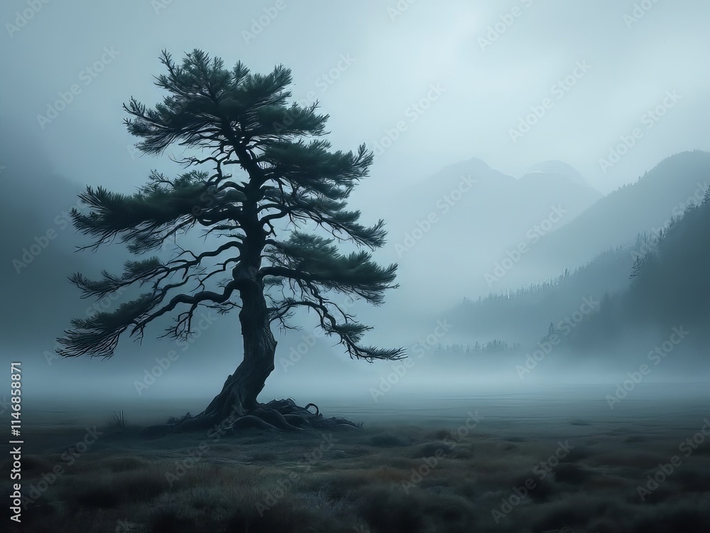 A solitary pine, weathered and tall, A solitary pine, weathered and tall,