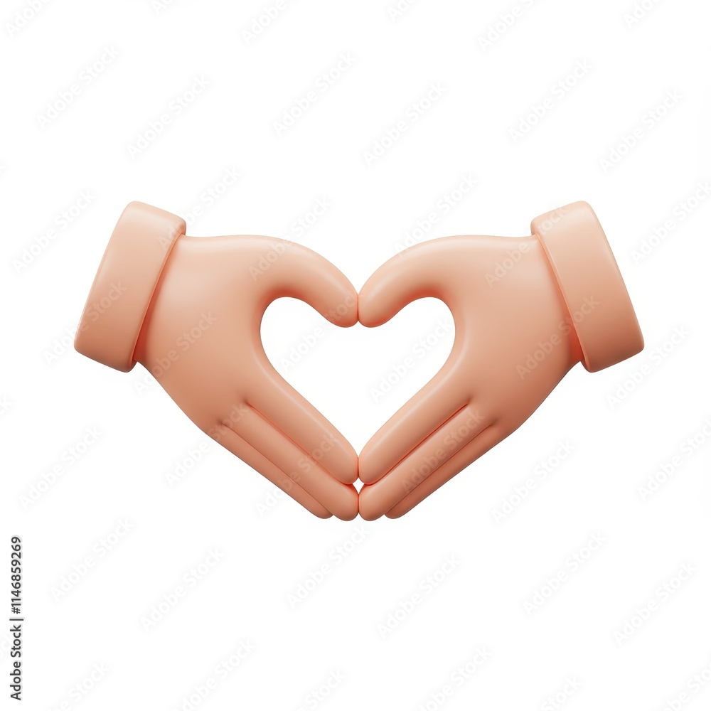 Obraz premium 3D heart hands icon isolated on white background