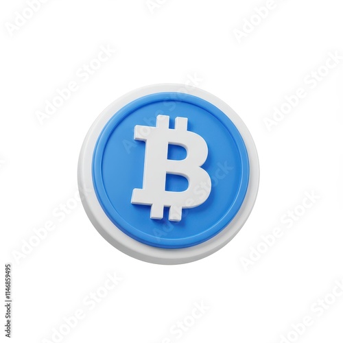 3D icon of bitcoin isolated on white background