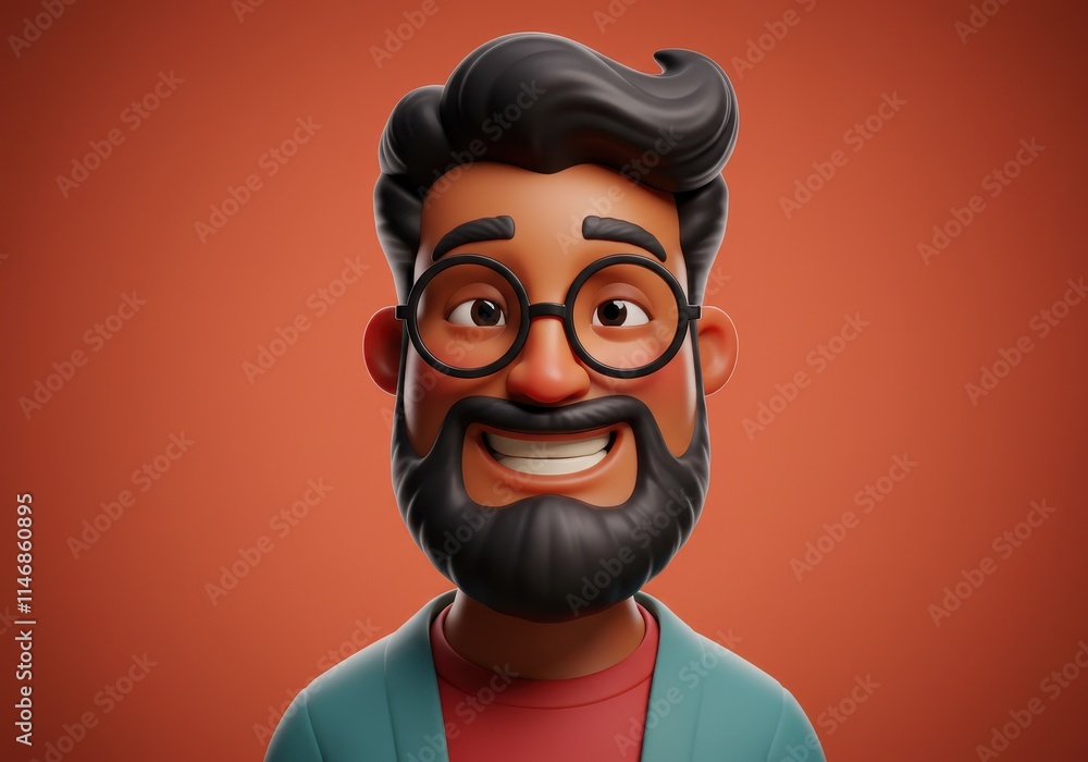 Cheerful 3D stylized male character with modern charm and vibrant colors Cheerful 3D stylized male character with modern charm and vibrant colors