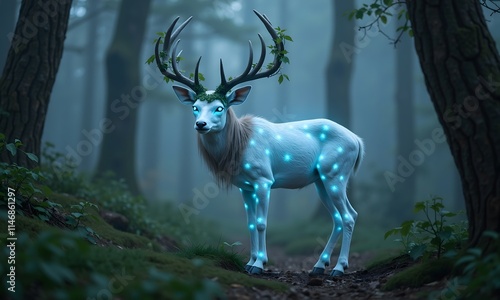 Enchanted Forest: Luminescent White Deer photo