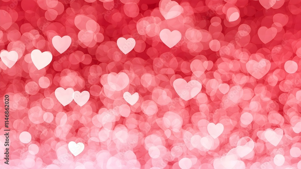 A beautiful abstract background showcasing red and pink bokeh hearts, perfect for conveying love, romance, and emotional connections in design. A beautiful abstract background showcasing red and pink bokeh hearts, perfect for conveying love, romance, and emotional connections in design.