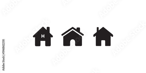 house icon set vector on white 