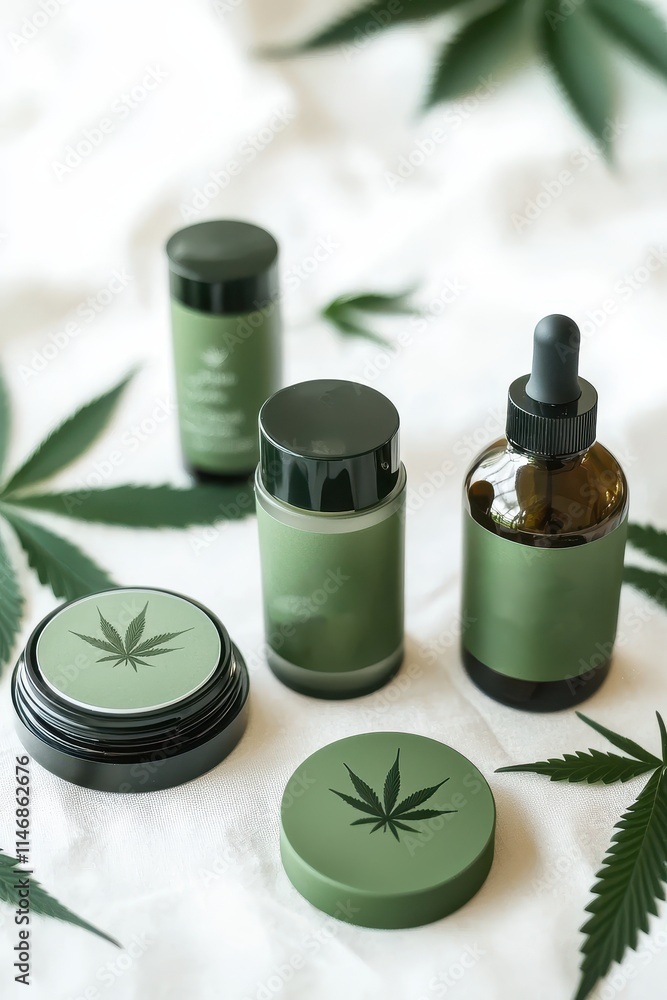 hemp-based cream. Selective focus