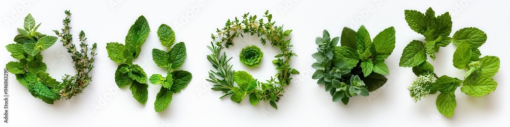 Obraz premium Medicinal herbs in the form of a spiral. Selective focus