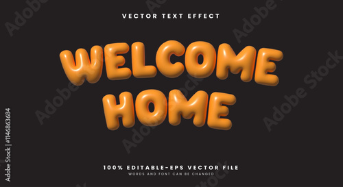 Welcome Home 3D Inflated Style editable text effect Template