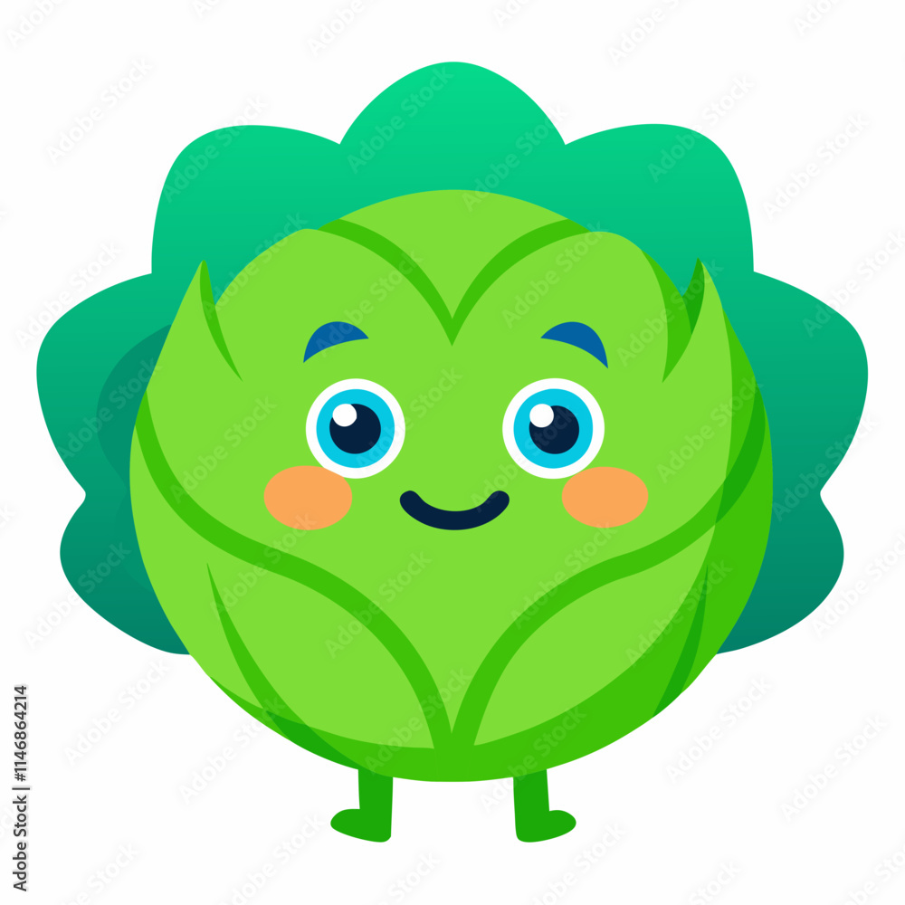 Adorable cartoon Cabbage character with big eyes and smooth texture Adorable cartoon Cabbage character with big eyes and smooth texture