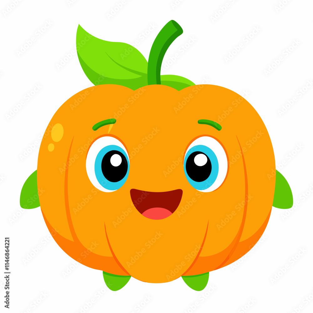 Adorable cartoon Pumpkin character with big eyes and smooth texture Adorable cartoon Pumpkin character with big eyes and smooth texture