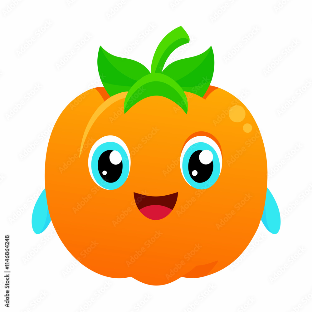 Fototapeta premium Adorable cartoon Pumpkin character with big eyes and smooth texture