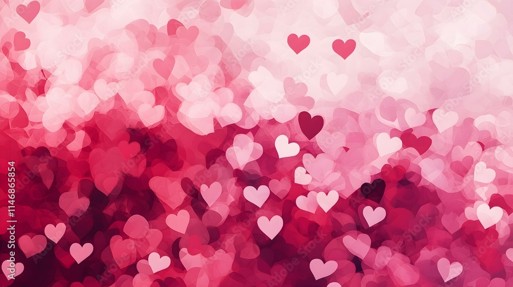 A vibrant abstract background filled with soft pink and red hearts, creating a romantic and whimsical atmosphere perfect for celebrations of love. A vibrant abstract background filled with soft pink and red hearts, creating a romantic and whimsical atmosphere perfect for celebrations of love.