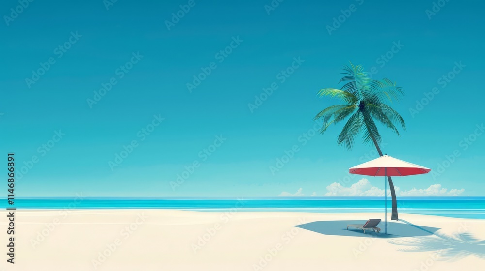 Minimalism accentuates the beauty of this minimalist beach holiday scene Minimalism accentuates the beauty of this minimalist beach holiday scene