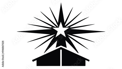 Christmas Star Shining Over a Manger