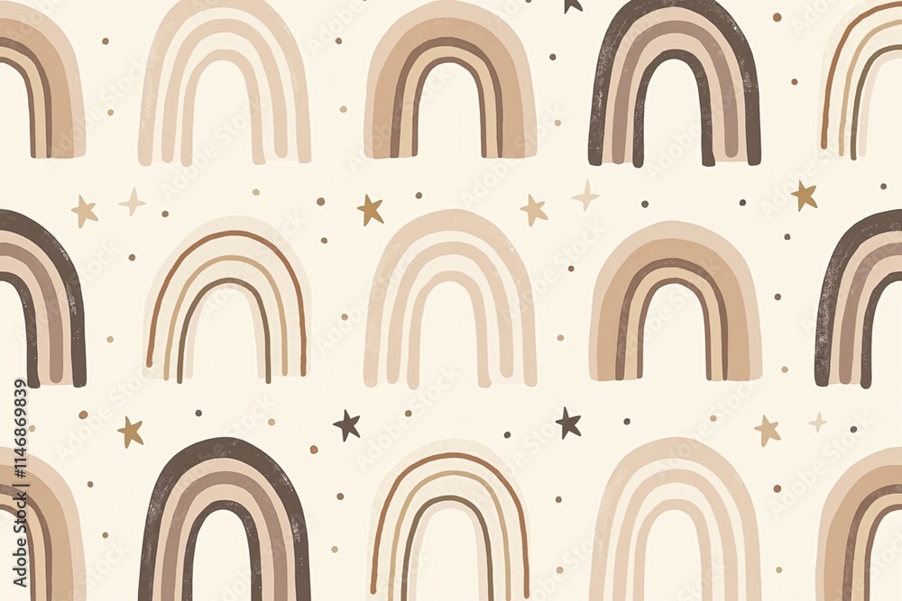 Adorable Neutral Rainbow Pattern Perfect for Nursery Decor, Baby Shower Invitations, or Cute Wallpaper. Adorable Neutral Rainbow Pattern Perfect for Nursery Decor, Baby Shower Invitations, or Cute Wallpaper.