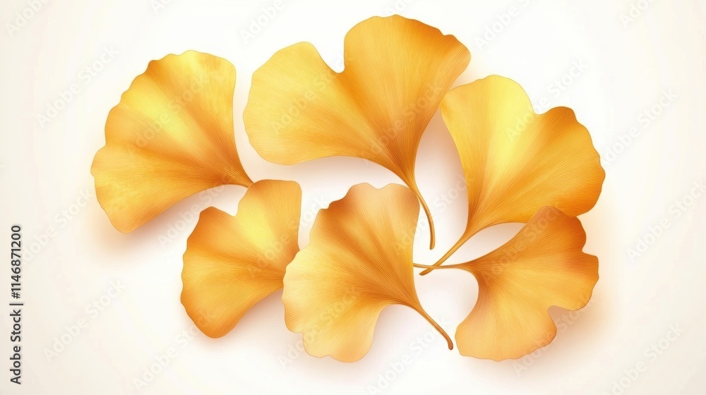 Golden Ginkgo biloba plant leaf in Fall closeup view. Golden Ginkgo biloba plant leaf in Fall closeup view.