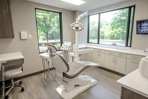 Sleek and Modern Dental Office Interior Design with Advanced Equipment and Bright Lighting
