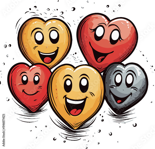 Pack de smiley, dessin à la main joyeux